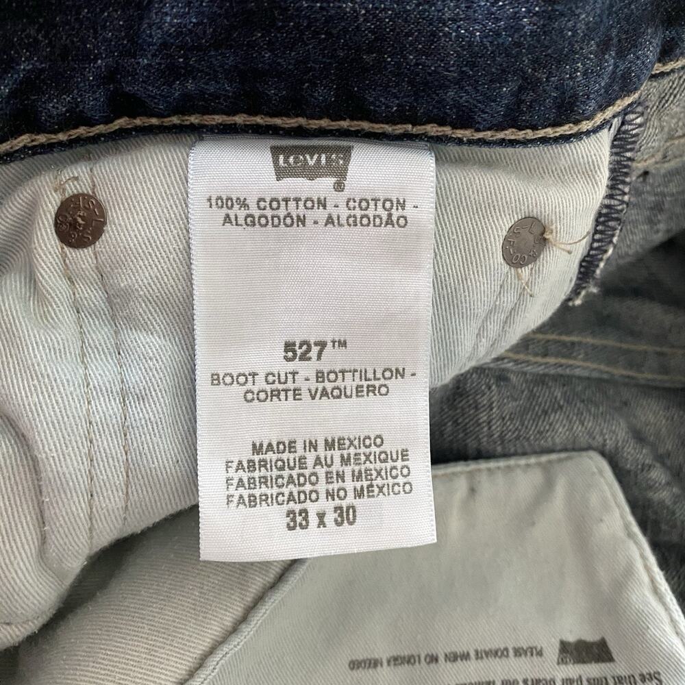 Levi's Jeans Mens 33x30 527 Blue Slim Bootcut Dark Wash 100% Cotton Faded Casual - Picture 4 of 11